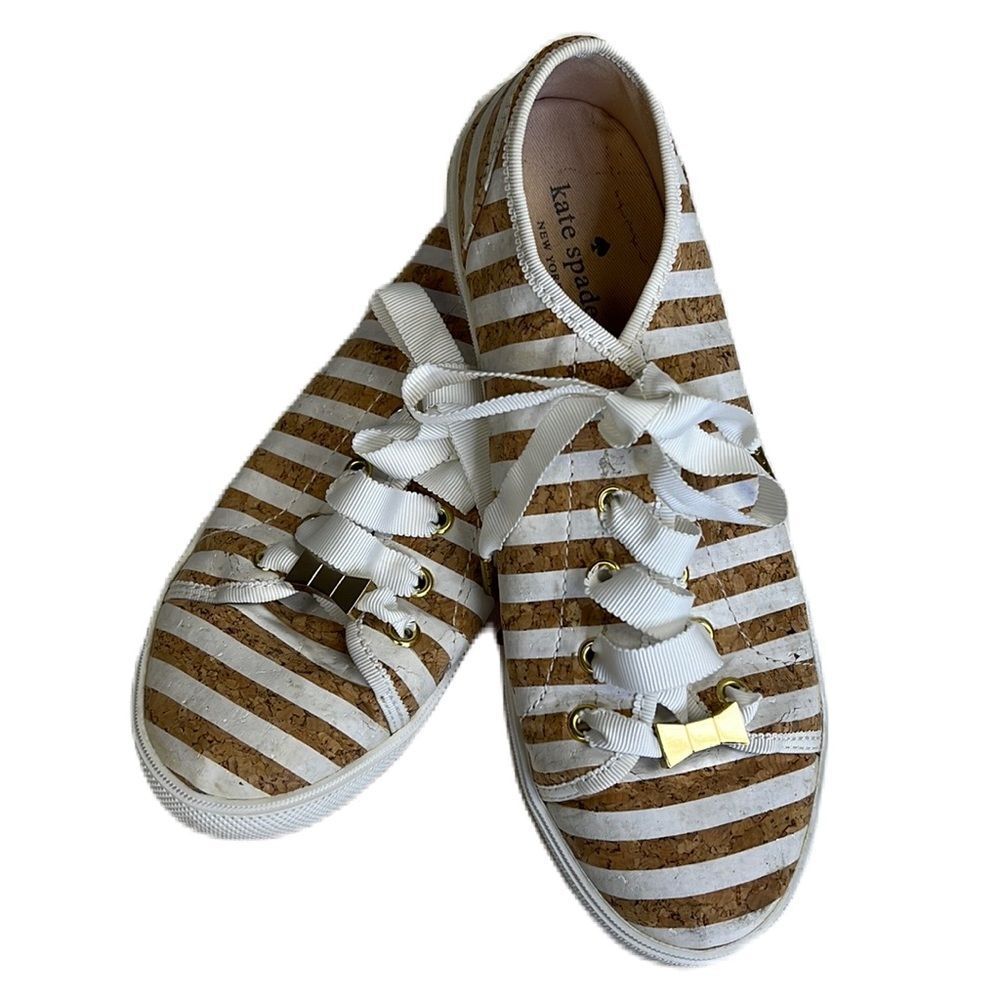 Kate Spade New York Lodero Women's White Striped Cork Sneaker/ Size 7M - Picture 5 of 12